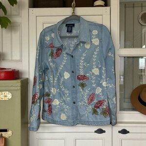 Denim&Co Light Blue Floral Jean Jacket